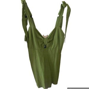 NWT Monteau Mini Dress, tie straps, sweet-heart, green, Small